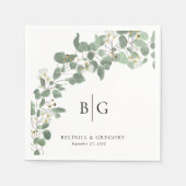 Benutzerdefiniertes Hochzeitsmonogramm Watercolor Serviette (Vorderseite)