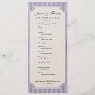 Benutzerdefiniertes Hochzeitsprogramm im lila-lila Programm