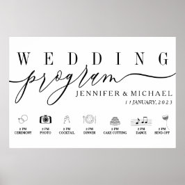 Benutzerdefiniertes Hochzeitsprogramm Symbole Zeit Poster