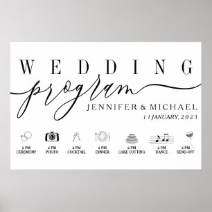 Benutzerdefiniertes Hochzeitsprogramm Symbole Zeit Poster