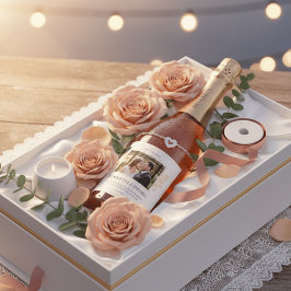 Benutzerdefiniertes Hochzeitsweinetikett mit Foto Schaumweinetikett