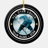 Benutzerdefiniertes Hockey Alle Star Coach Foto Ih Keramik Ornament (Hinten)