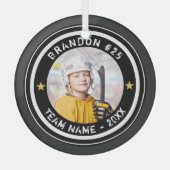 Benutzerdefiniertes Hockey Player Nummer Foto Ihre Ornament Aus Glas (Vorderseite)