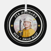 Benutzerdefiniertes Hockey Player Nummer Foto Ihre Ornament Aus Glas (Rückseite)