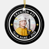 Benutzerdefiniertes Hockey Player Nummer Team Foto Keramik Ornament (Vorne)