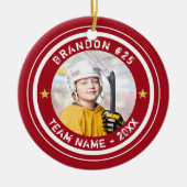 Benutzerdefiniertes Hockey Player Nummer Team Foto Keramik Ornament (Vorne)