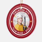 Benutzerdefiniertes Hockey Player Nummer Team Foto Keramik Ornament (Links)
