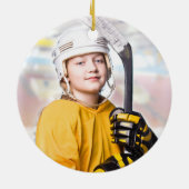 Benutzerdefiniertes Hockey Player Nummer Team Foto Keramik Ornament (Hinten)