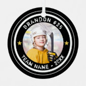Benutzerdefiniertes Hockey Player Nummer Team Foto Ornament Aus Metall (Vorderseite)