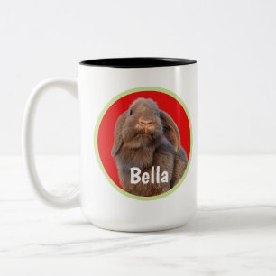 Benutzerdefiniertes Holland Lop Kaninchen Foto Na Zweifarbige Tasse