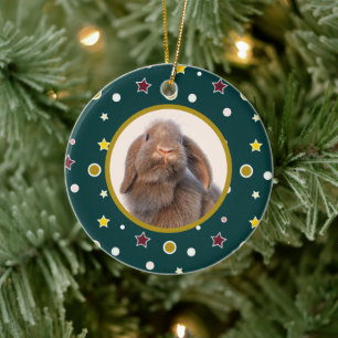 Benutzerdefiniertes Holland Lop Kaninchen Weihnach Keramik Ornament