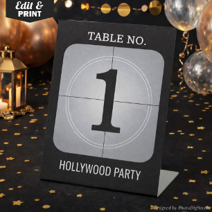 Benutzerdefiniertes Hollywood-Party-Tischnummernsc Sockelschild