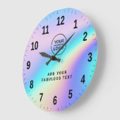 Benutzerdefiniertes holografisches Regenbogen-Logo Große Wanduhr (Winkel)
