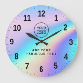 Benutzerdefiniertes holografisches Regenbogen-Logo Große Wanduhr (Vorderseite)