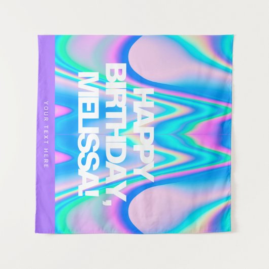 Benutzerdefiniertes, holografisches Y2K-Party Wandteppich (Vorderseite (Horizontal))