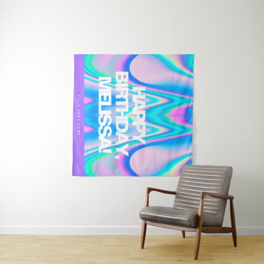 Benutzerdefiniertes, holografisches Y2K-Party Wandteppich (Beispiel (Horizontal))