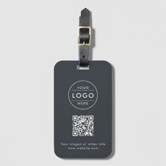 Benutzerdefiniertes Holzkohlegrau QR-Code-Logo Gepäckanhänger (Vorderseite Vertikal)