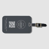 Benutzerdefiniertes Holzkohlegrau QR-Code-Logo Gepäckanhänger (Vorderseite (Horizontal))