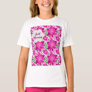 Benutzerdefiniertes Hot-Pink-Blumen-Nahtlosmuster T-Shirt