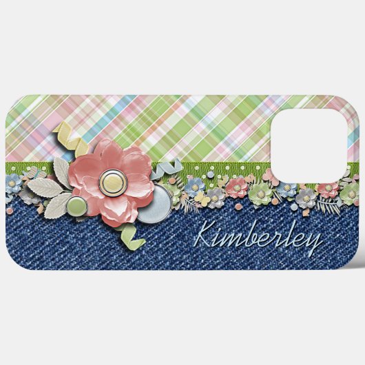 Benutzerdefiniertes Hübsches Pastell Kariertes Tar Case-Mate iPhone Hülle (Rückseite (Horizontal))