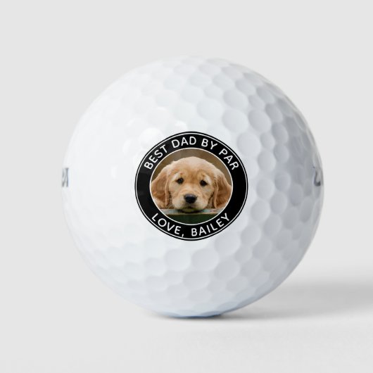 Benutzerdefiniertes Hund Foto Bester Vater nach Pa Golfball (Vorderseite)