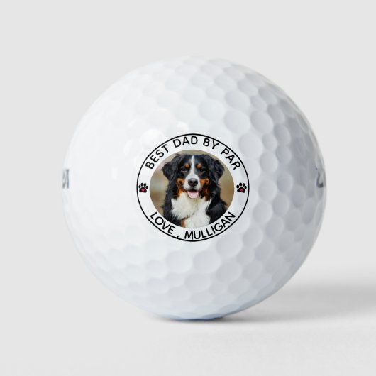Benutzerdefiniertes Hund Foto Bester Vater nach Pa Golfball (Vorderseite)