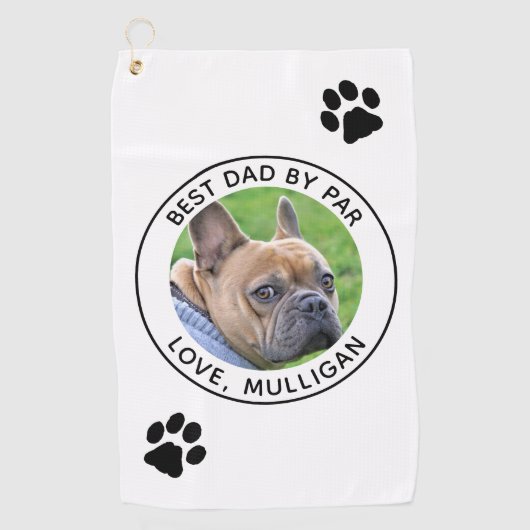 Benutzerdefiniertes Hund Foto Bester Vater nach Pa Golfhandtuch (Vorderseite)