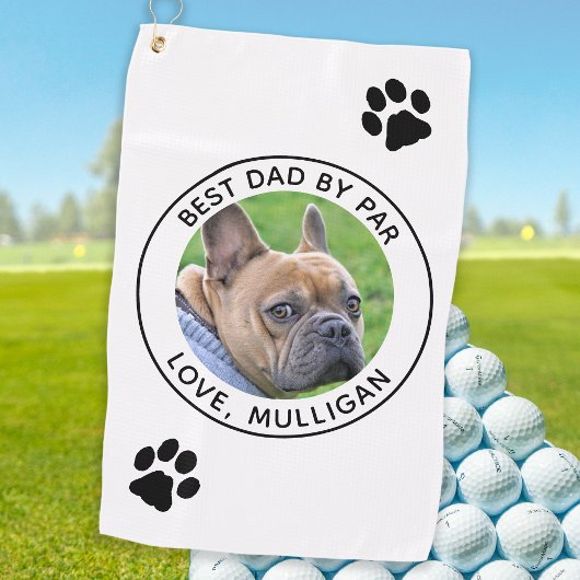 Benutzerdefiniertes Hund Foto Bester Vater nach Pa Golfhandtuch