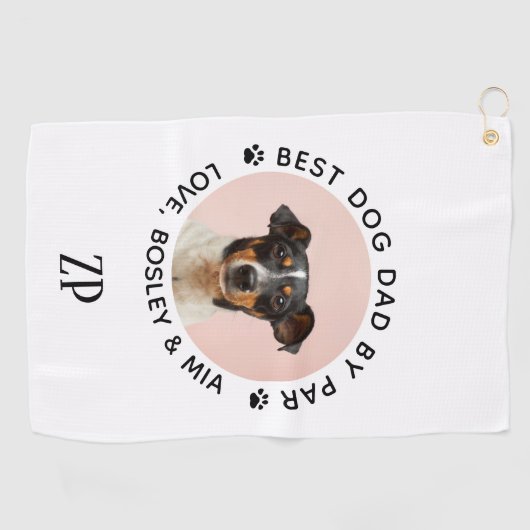 Benutzerdefiniertes Hund Foto Bester Vater nach Pa Golfhandtuch (Horizontal)