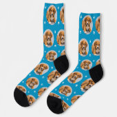 Benutzerdefiniertes Hund Foto Blue Paw Print Socken (Linkes Detail)