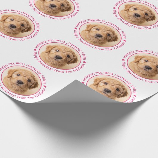 Benutzerdefiniertes Hunde-Foto-Geburtstagsgeschenk Geschenkpapier (Ecke)