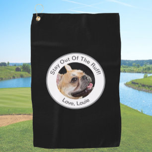 Benutzerdefiniertes Hunde-Foto lustiger schwarzer Golfhandtuch