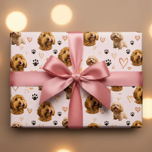 Benutzerdefiniertes Hunde-Foto Rosa – Valentinstag Geschenkpapier