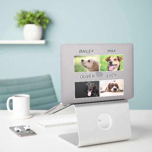 Benutzerdefiniertes Hunde-Foto und Hundename Perso Aufkleber (Laptop auf Schreibtisch)