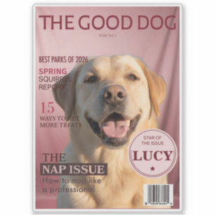 Benutzerdefiniertes Hunde-Fotomagazin-Cover Rosa M Aufkleber