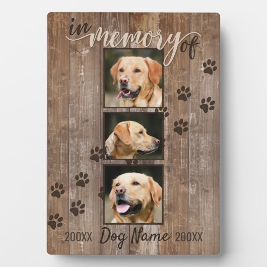 Benutzerdefiniertes Hundemodell Rustikales Holzbil Fotoplatte (Vorderseite)