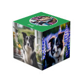 Benutzerdefiniertes Hundeschleifen Geschenk grüner Würfel (Rückseite Schrägansicht)