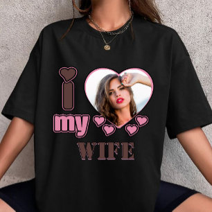 Benutzerdefiniertes Ich liebe meine Frau Foto Pers T-Shirt