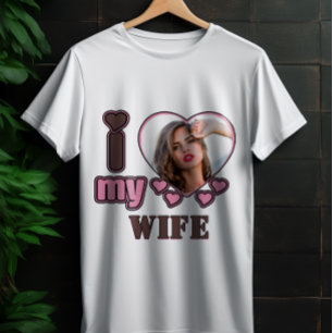 Benutzerdefiniertes Ich liebe meine Frau Foto Pers T-Shirt