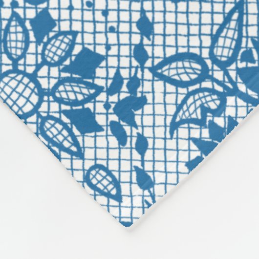 Benutzerdefiniertes Indigo Blue Floral Imitate Spi Fleecedecke (Ecke)