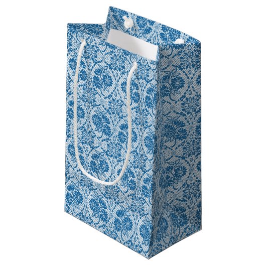 Benutzerdefiniertes Indigo Blue Floral Imitate Spi Kleine Geschenktüte (Vorderseite Schrägansicht)