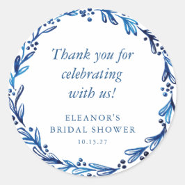 Benutzerdefiniertes Indigoblau Tinte Botanisches B Runder Aufkleber