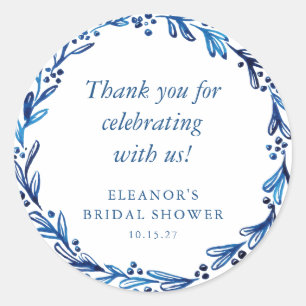 Benutzerdefiniertes Indigoblau Tinte Botanisches B Runder Aufkleber