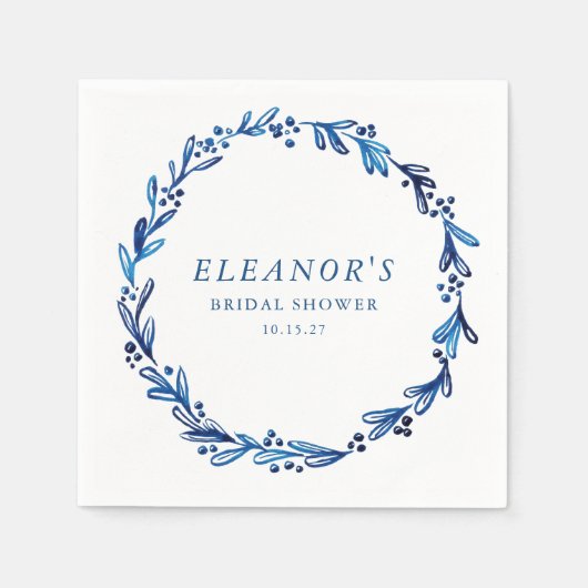 Benutzerdefiniertes Indigoblau Tinte Botanisches B Serviette (Vorderseite)