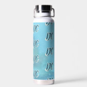 Benutzerdefiniertes Initialmuster aquamarin blaue  Trinkflasche (Rückseite)