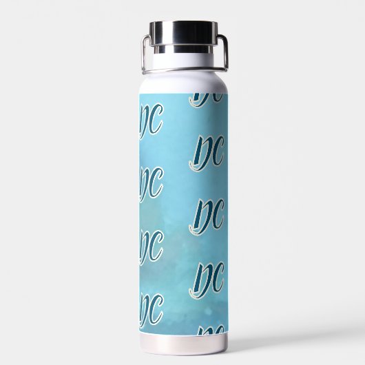 Benutzerdefiniertes Initialmuster aquamarin blaue  Trinkflasche (Rückseite)