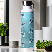 Benutzerdefiniertes Initialmuster aquamarin blaue  Trinkflasche