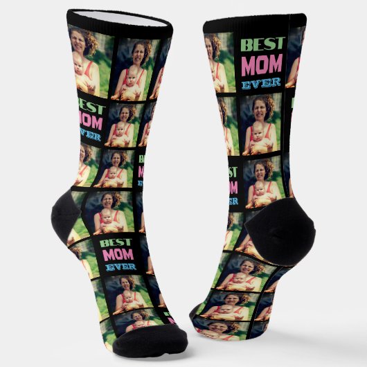 Benutzerdefiniertes Instagram Foto Beste Mutter je Socken (Gewinkelt)