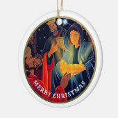 Benutzerdefiniertes Jahr und Familienname Weihnach Keramikornament (Links)