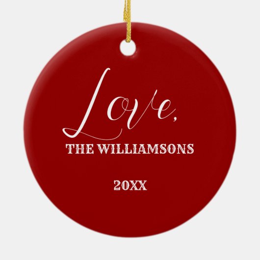 Benutzerdefiniertes Jahr und Familienname Weihnach Keramikornament (Hinten)